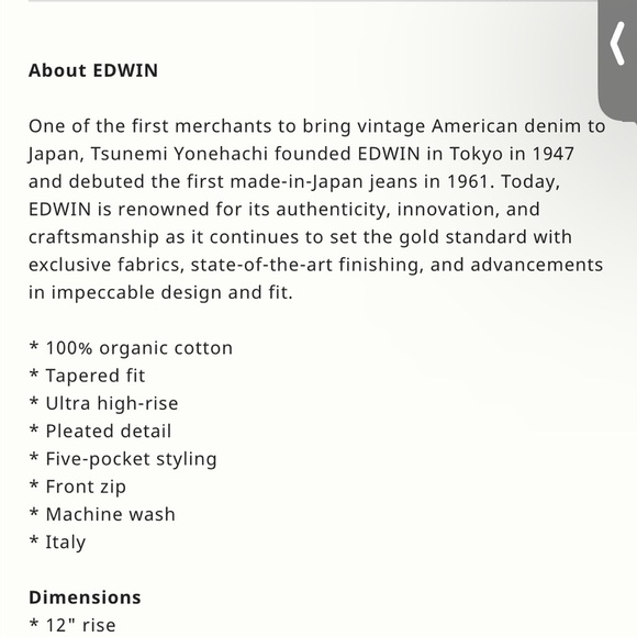 NWT Edwin Anthropology Isla Jeans Crush Size 31 Ankle Length Pleated High Waist - Picture 9 of 16